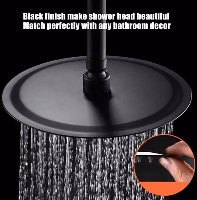 Cabezal de ducha de lluvia ultrafino ODIPIE de acero inoxidable negro mate, redondo, Diámetro: 20,32 cm