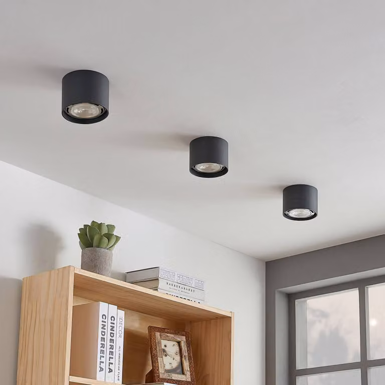 Downlight de techo Arcchio Mabel de aluminio gris, regulable, Ø 12 cm, para cocina
