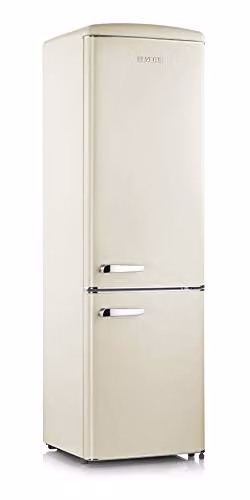 Nevera y congelador independiente Severin RKG 8919 de 244 l en color beige y rojo con diseño retro
