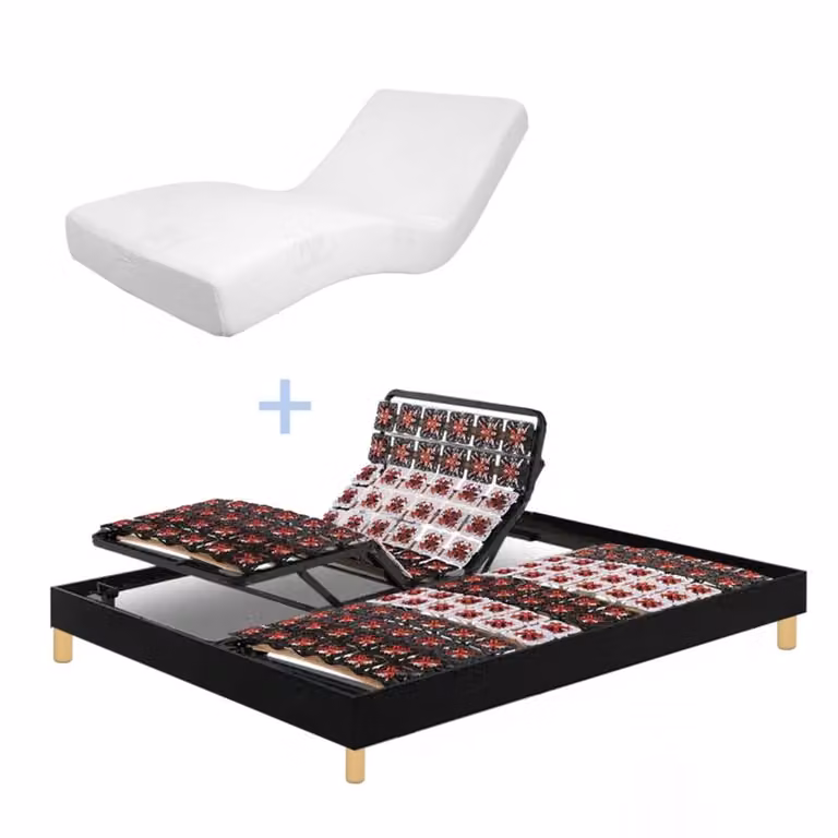 Cama eléctrica Reca Bedding con colchón de espuma y mando inalámbrico, color negro, An/P: 90 x 190 cm