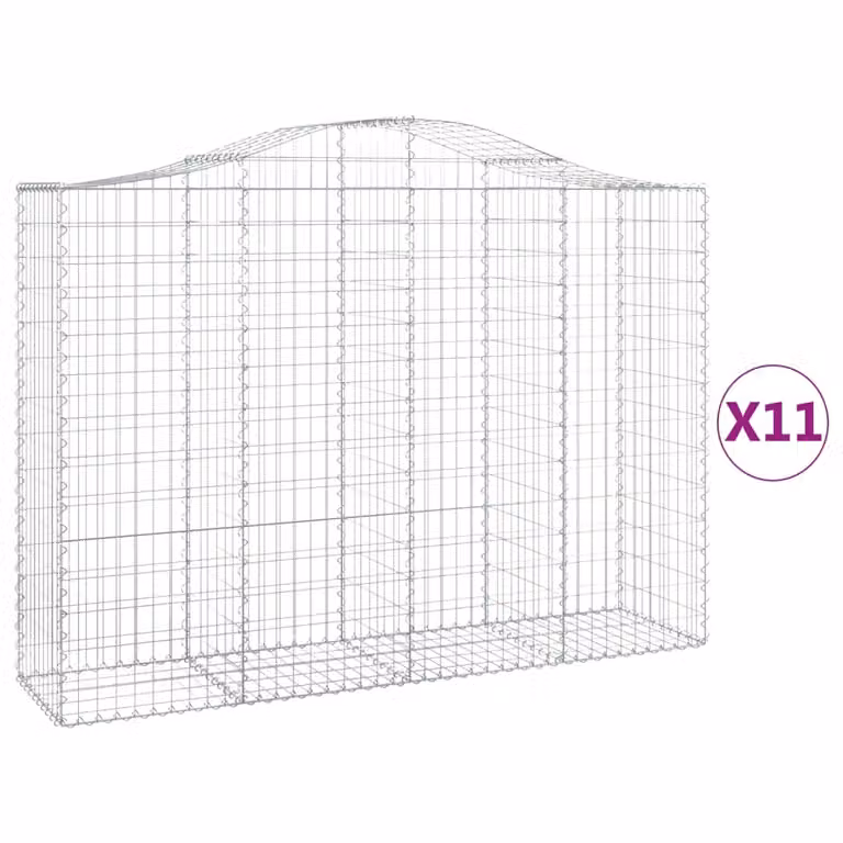 Set de 11 cestas gaviones Syfax en forma de arco de acero galvanizado color plata An/P/Al: 200 x 50 x 140/160 cm