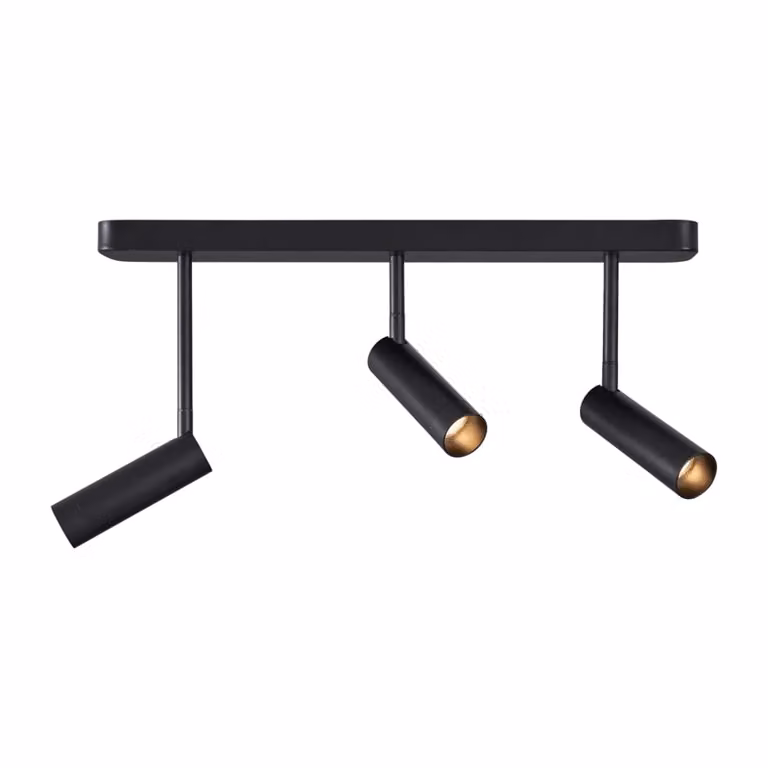 Foco de techo redondo QAZQA en color negro, ajustable y con bombilla GU10 reemplazable, fabricado en aluminio para montaje en superficie