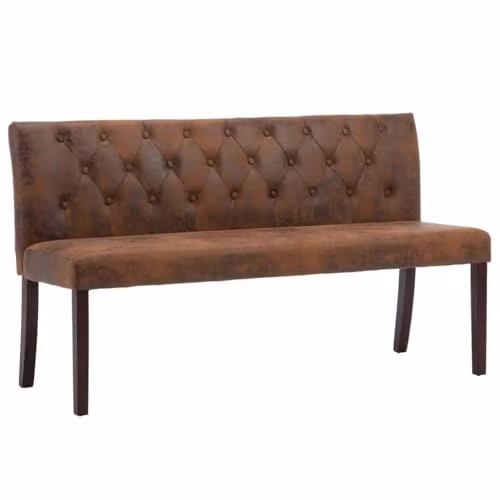 Banqueta Helloshop26 en piel sintética de gamuza marrón, An/P/Al: 148,5 x 52 x 84,5 cm