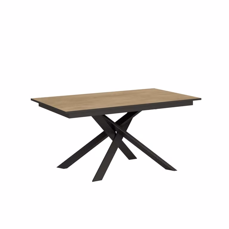 Mesa extensible Itamoby moderna de madera roble y hierro en color gris y antracita An/P/Al: 160 x 90 x 77 cm (extensible a 220 cm)