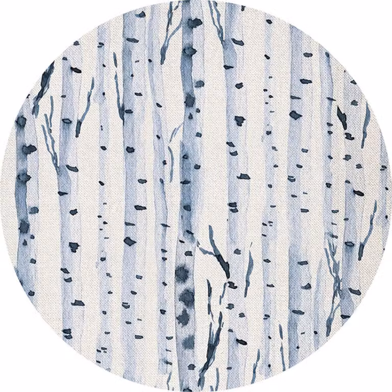 Lote de 4 manteles individuales redondos de vinilo con diseño floral de Navidad en color azul