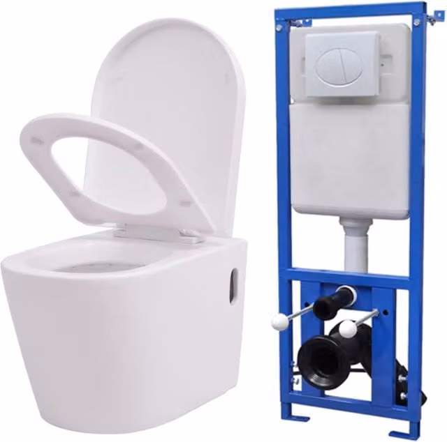 Inodoro suspendido con cisterna empotrada HELLOSHOP26 de cerámica blanca con cierre suave An/P/Al: 56 x 36 x 34 cm