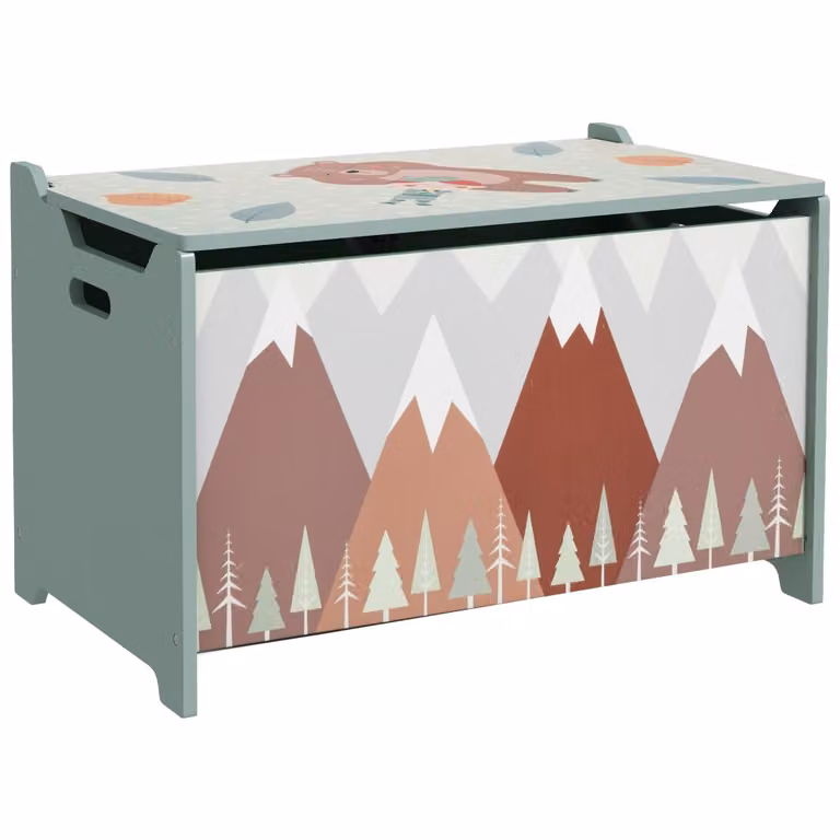 Cajas de almacenamiento Zonekiz de MDF con diseño animal print en color verde, An/P/Al: 60 x 37 x 39 cm