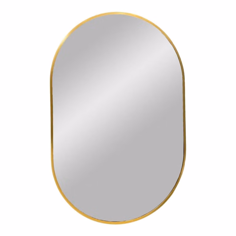 Espejo ovalado moderno House Nordic de metal y cristal en color oro para colgar en la pared, An/P/Al: 80 x 50 x 3 cm