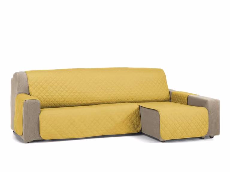 Funda protectora para sofá chaise longue Nina de Donegal Collections en color amarillo, 280 cm