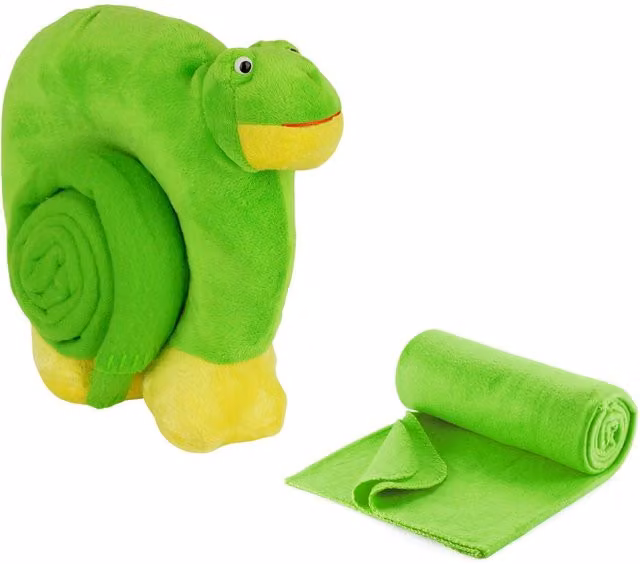 Bufanda de peluche con manta Dollyssimi modelo Rana en color verde para niños, An/P: 100 x 75 cm