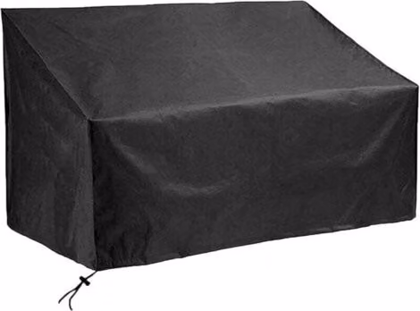 Funda protectora impermeable MIMIY para banco de jardín de 3 plazas, tejido Oxford 210d resistente a rayos UV, color negro, An/P/Al: 164 x 66 x 63/89 cm