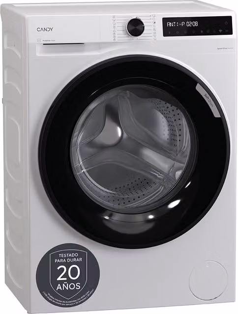 Lavadora Candy de carga frontal de 8 kg con motor Inverter, 1200 rpm y tecnología Prowash 500 en color blanco BR 28SBL6-S