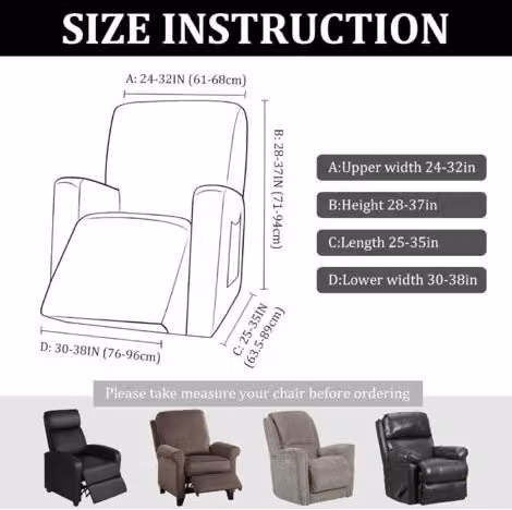 Funda Elástica para Sillón Reclinable de 1 Plaza XISRENS, Color Gris con Bolsillo