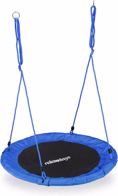 Columpio nido redondo ajustable Relaxdays para niños y adultos, color azul, ø 90 cm