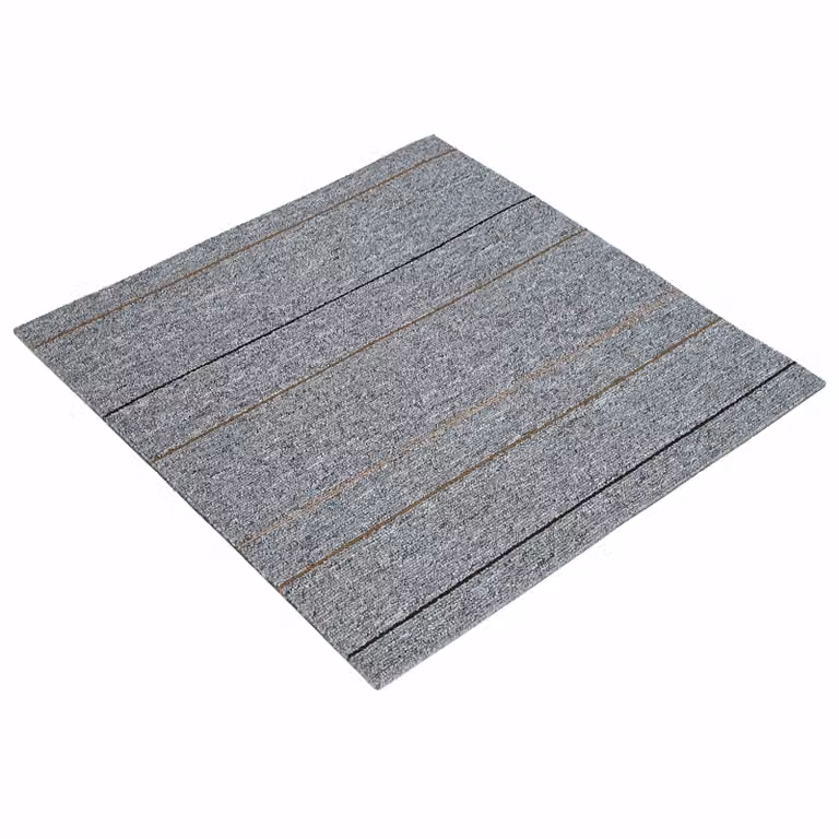 Set de 36 azulejos de alfombra vidaXL modernos con rayas en gris claro, fabricados en polipropileno, An/P: 50 x 50 cm