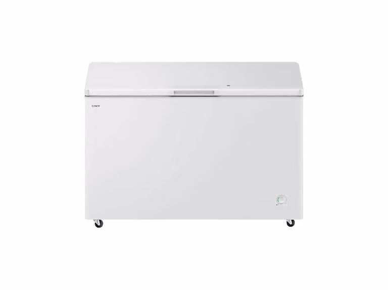 Congelador horizontal Candy CNCHQ4S420EW de 418 litros, color blanco, libre instalación y sistema estático, Ancho: 132 cm, Altura: 89,5 cm