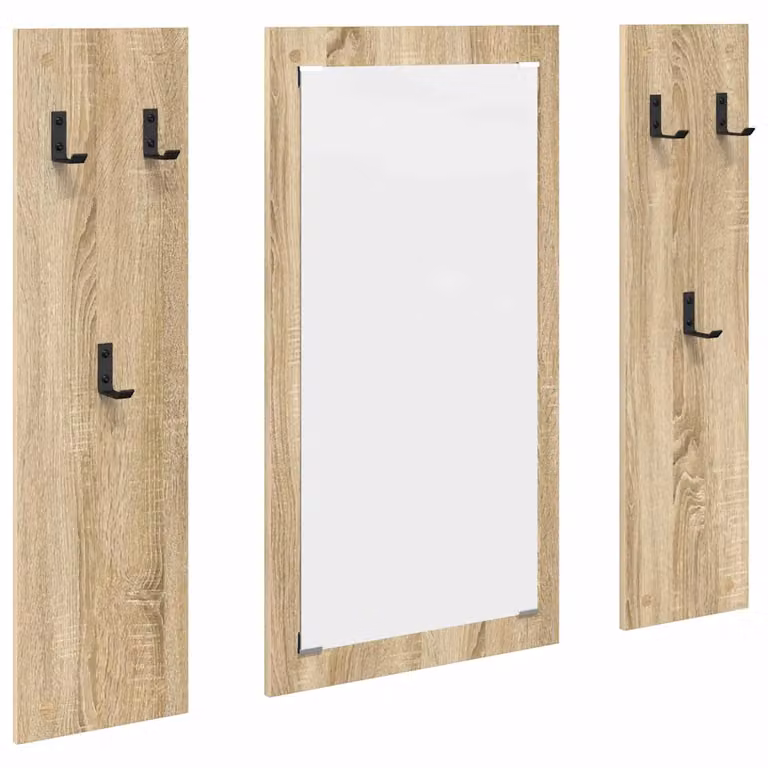Perchero de pared vidaXL en madera color roble sonoma con acabado mate y ganchos distribuidos