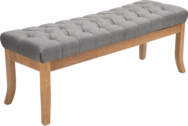 Banco recibidor Ramses de CLP en tela gris y madera clara, Ancho: 120 cm