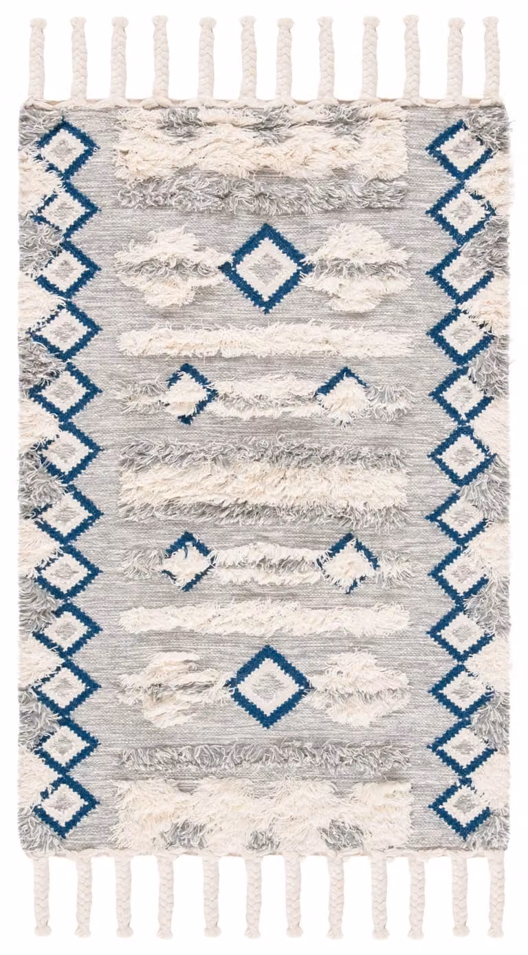 Alfombra de lana Safavieh de inspiración marroquí, rectangular, gris y blanco, An/P: 122 x 183 cm