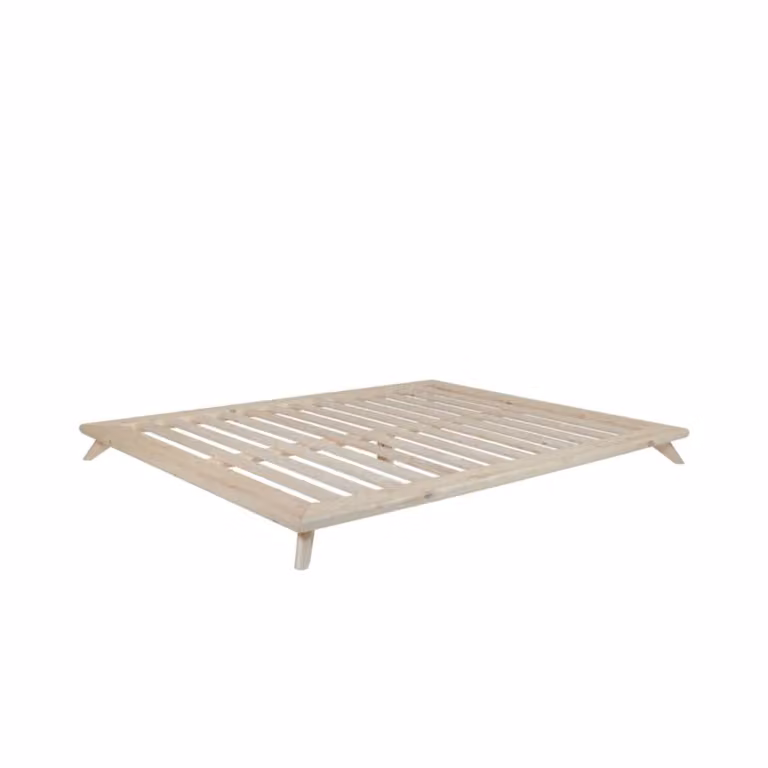 Cama de madera de pino de estilo escandinavo Karup Design en color marrón y beige, An/P: 140 x 200 cm