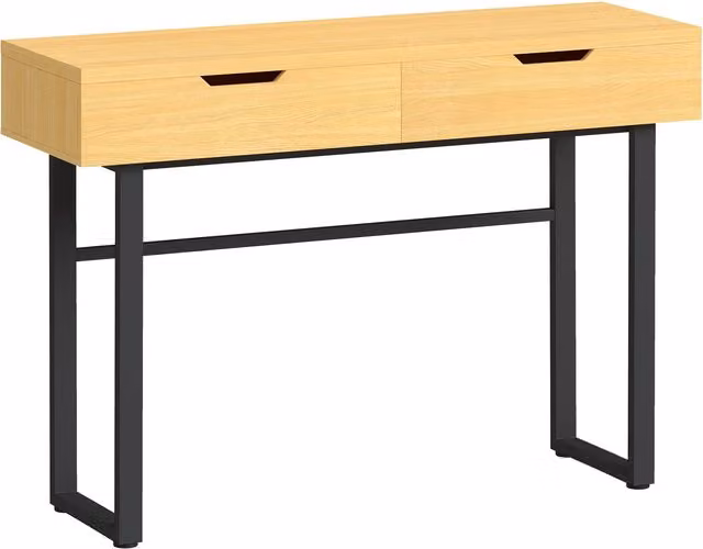 Consola NORTHIX con 2 cajones y estructura de metal en color marrón y negro, diseño minimalista, An/P/Al: 110 x 35 x 76,5 cm