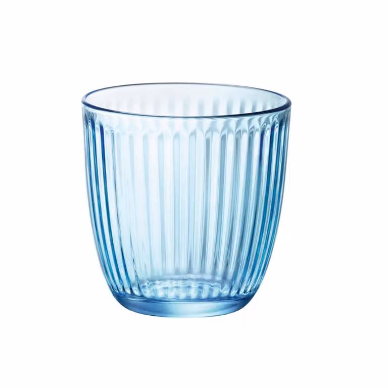 Juego de 12 vasos de vidrio Bormioli Rocco Line Azul de 290 ml con diseño geométrico
