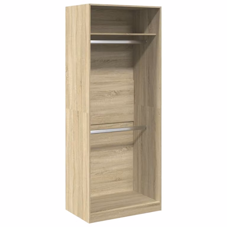 Armario de madera de ingeniería vidaXL en color roble Sonoma con puertas batientes y estante abierto, An/P/Al: 80 x 50 x 200 cm