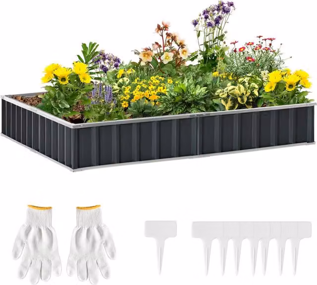 Cama de cultivo elevada NORTHIX de acero en color gris o negro para huerto de vegetales y hierbas aromáticas