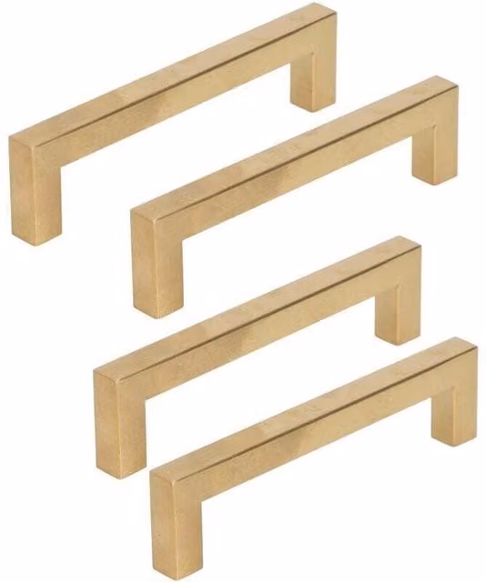 Set de 4 tiradores de repuesto ODIPIE en acero inoxidable dorado con acabado cepillado para puertas de armario de cocina, An/P/Al: 12 x 12 x 19,3 mm