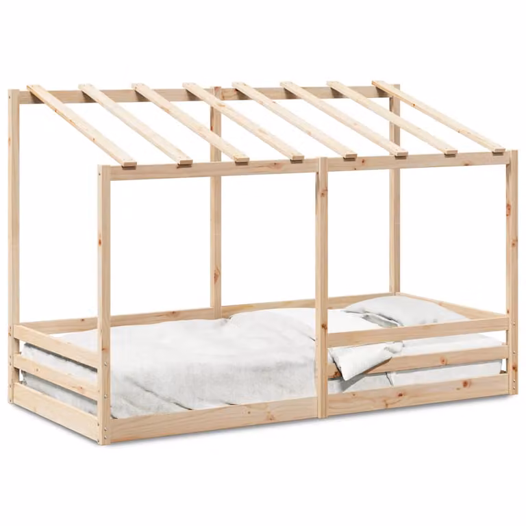 Cama infantil con techo de madera maciza de pino vidaXL en color blanco An/P/Al: 80 x 200 cm