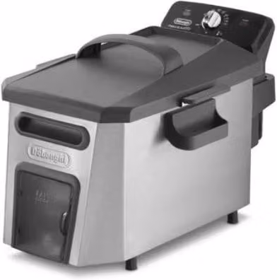 Freidora De'Longhi con zona fría de aceite, 3,5 l y 3200 W, color plata y multicolor