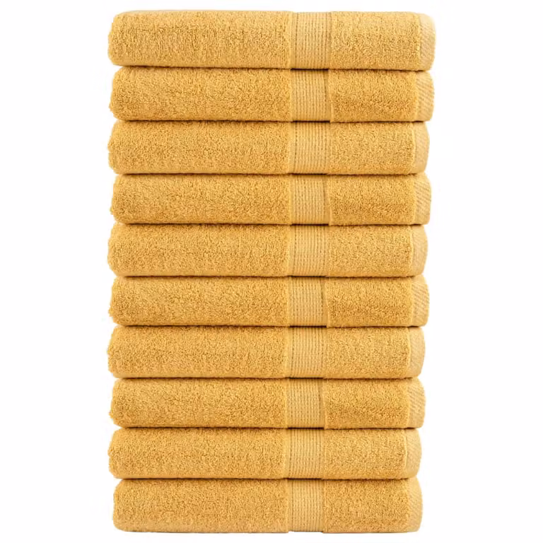 Pack de 10 toallas premium SOLUND vidaXL de algodón en color dorado, An/P/Al: 100 x 200 cm, 600 gsm