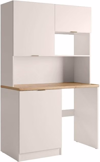 Mueble multifunción Carmeo para cocina y lavadora con encimera, color beige, An/P/Al: 122,5 x 60 x 200 cm
