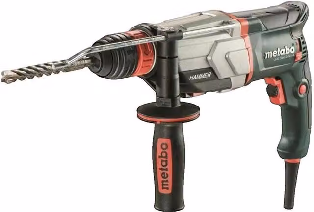 Martillo perforador Metabo UHE 2660-2 Quick de 800W en color verde y plata con sistema SDS Plus y 2,8 J