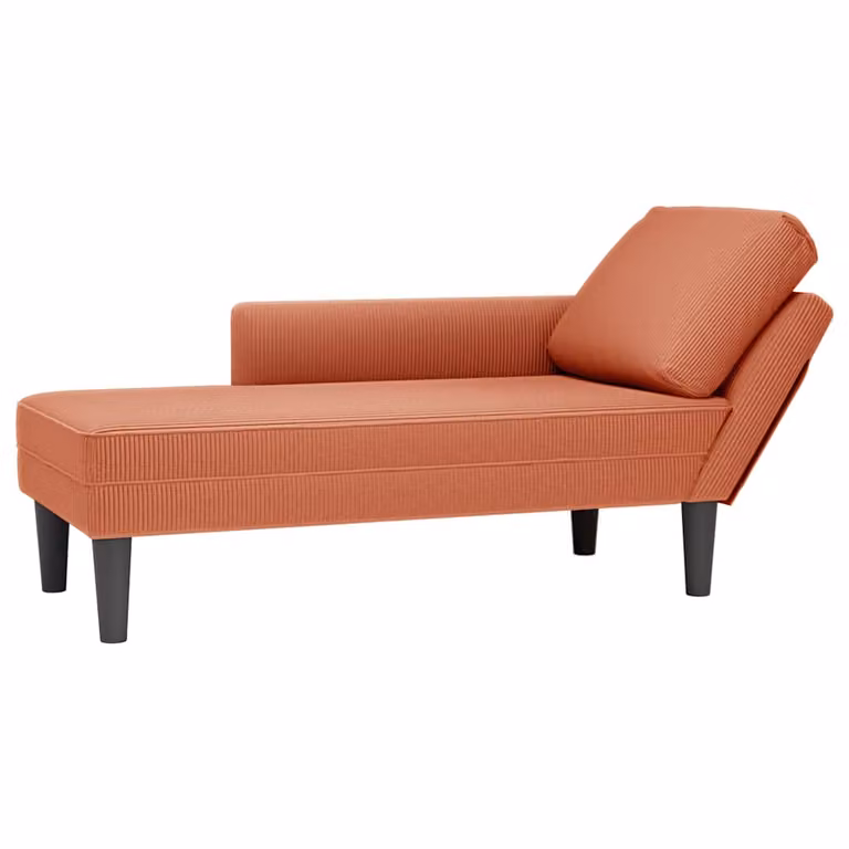 Chaise longue moderna vidaXL con cojines de tela de pana en rojo y naranja para salón o dormitorio