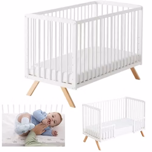 Cuna de colecho evolutiva CoolDreams de Nuru en madera de haya y color blanco, An/P/Al: 120 x 60 cm