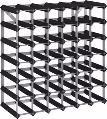 Botellero de pared vidaXL para 42 botellas en madera de pino y metal color negro mate