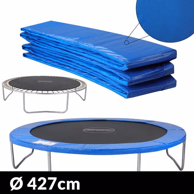 Cojín de protección para camas elásticas Monzana® azul de Ø426 cm en PVC y espuma con protección UV
