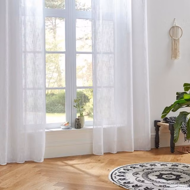 Visillo con ojales Atmosphera Alton de poliéster color blanco, An/Al: 140 x 240 cm