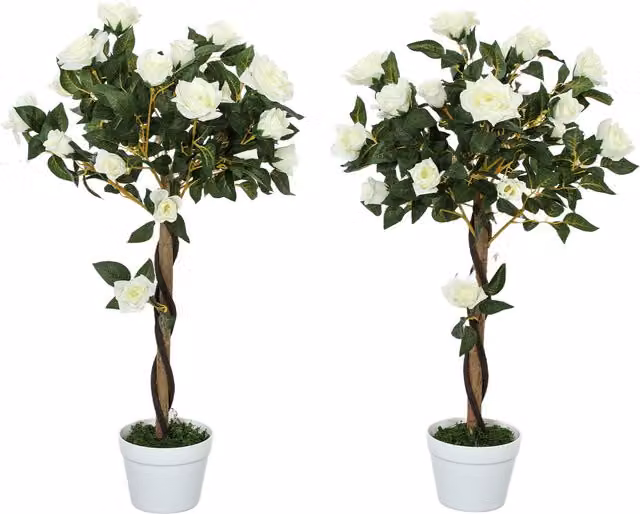 Árbol artificial Outsunny con maceta de cemento para mesa en color verde