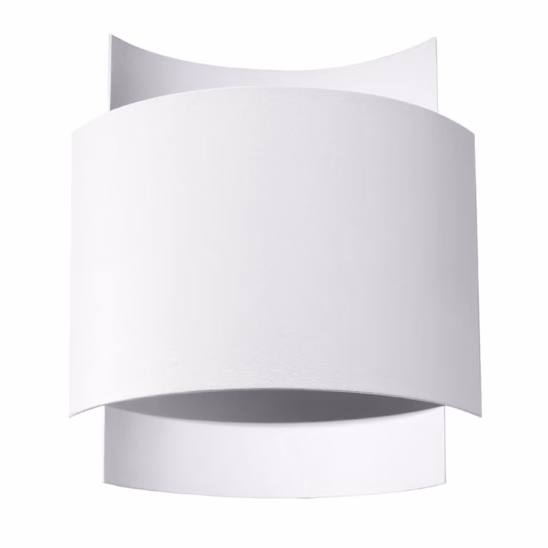 Aplique de pared moderno Sollux en metal blanco con iluminación up/down, Altura: 23 cm