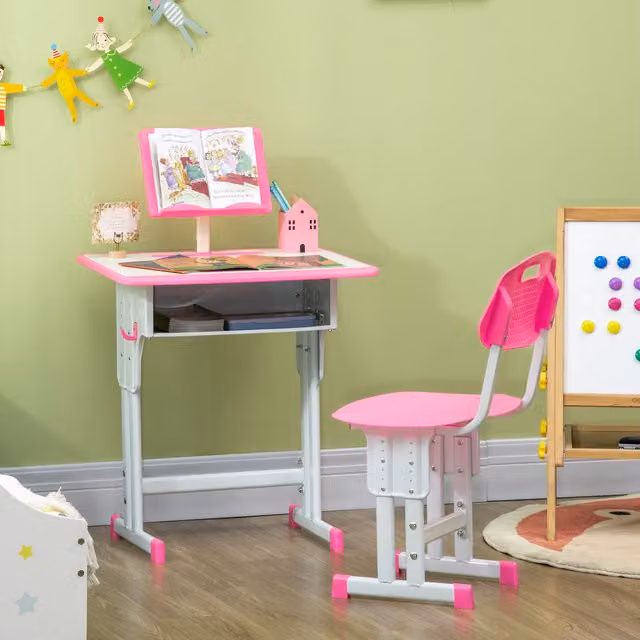 Escritorio Infantil Regulable Ylim Y Silla de YULINLAND, Rosa, An/P/Al: 60 x 45 x 102 cm