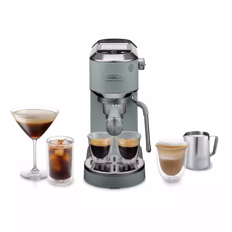 Cafetera espresso manual De'Longhi Dedica Duo EC890.GR con función cold brew y ración programable en color gris y verde