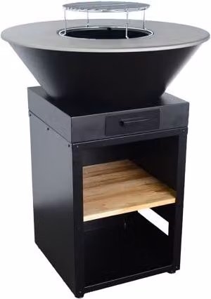 Brasero barbacoa con parrilla de cocción y funda Sweeek en color negro, An/P/Al: 81,5 x 81,5 x 115,5 cm