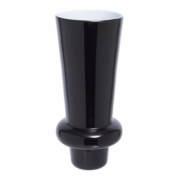 Jarrón decorativo de vidrio soplado Sia Deco en blanco y negro para mesa, Altura: 33 cm