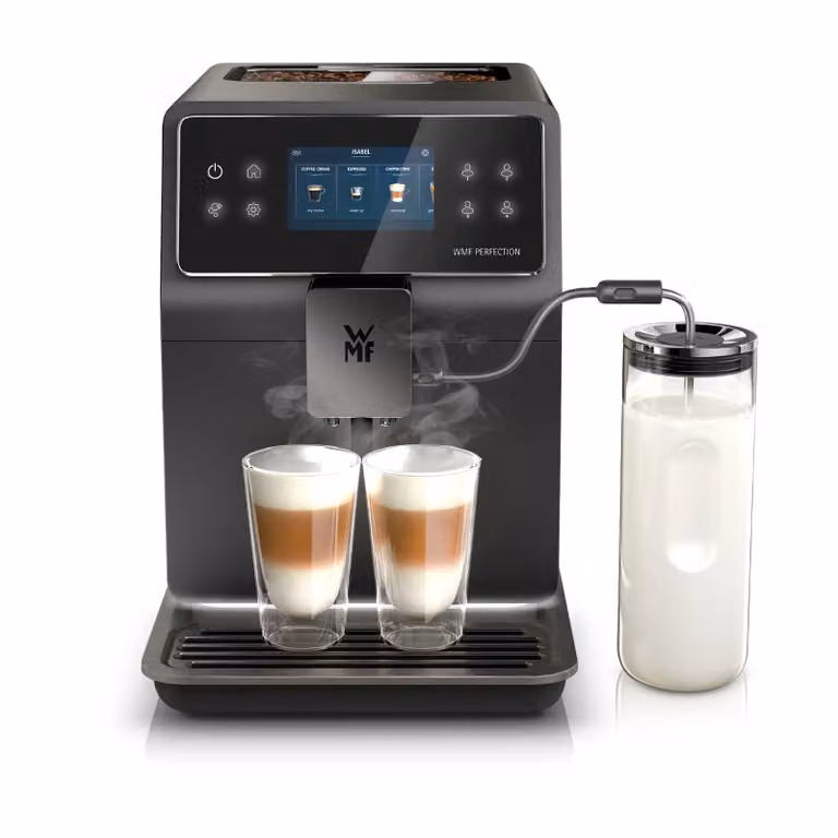 Cafetera superautomática WMF Perfection 890L con pantalla táctil, acabado en acero inoxidable y color negro para encimera