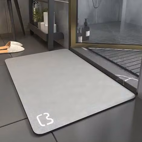 Alfombrilla de baño antideslizante y absorbente de secado rápido de diatomita ULISEM, color gris, An/P: 40 x 60 cm