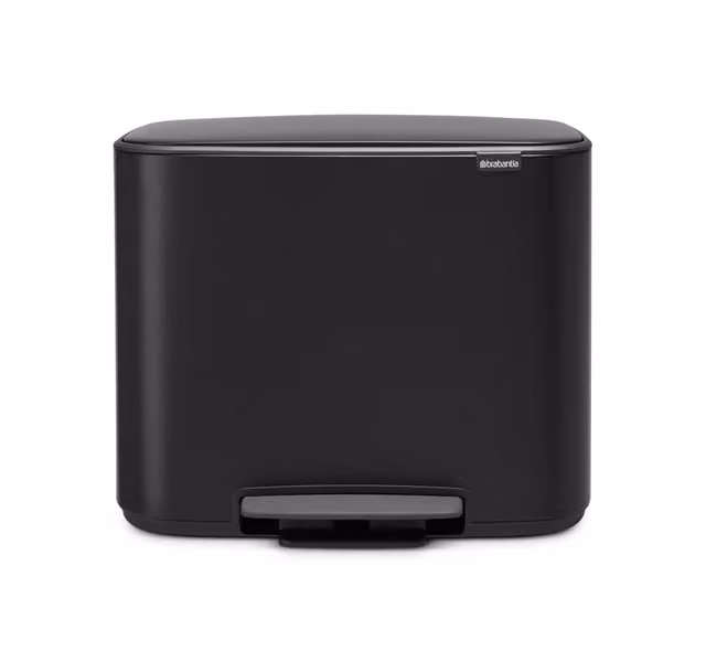 Cubo de basura con pedal Brabantia Bo con 3 cubos interiores de 11 litros cada uno, color negro mate y sistema soft close