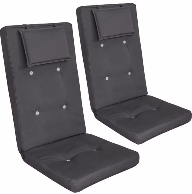 Juego de 2 cojines para sillas de respaldo alto Detex Vanamo en color antracita y beige con espuma viscoelástica y funda lavable