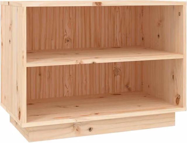 Armario zapatero Helloshop26 de madera de pino macizo para pasillo o salón, color marrón o beige, An/P/Al: 60 x 34 x 45 cm